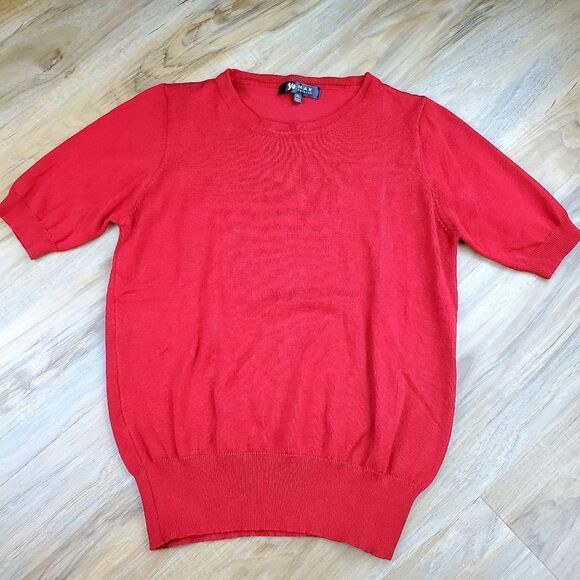 🔥Red Retro Style Short Sleeve Sweater XLarge - Picture 3 of 10